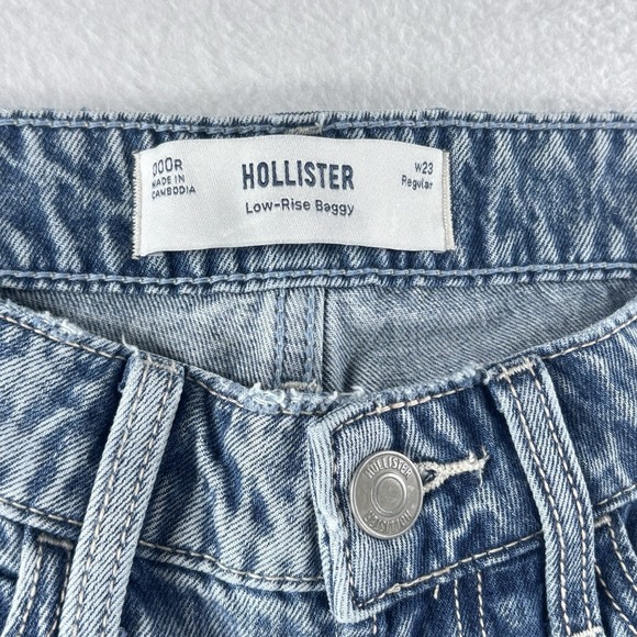 NWT Hollister Low-Rise Baggy Jeans Sz 23 Reg 000R Distressed Wide Leg Denim‎ - Picture 5 of 6